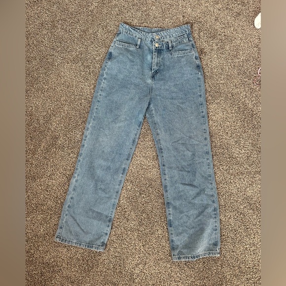 Princess Polly Light Blue double waistband Straight Leg Jeans - Picture 1 of 2
